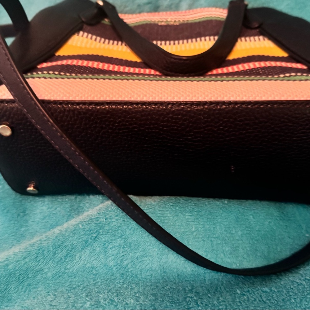 kate spade Navy Tote with Yellow, Pink & Green Stripes - Picture 4 of 8